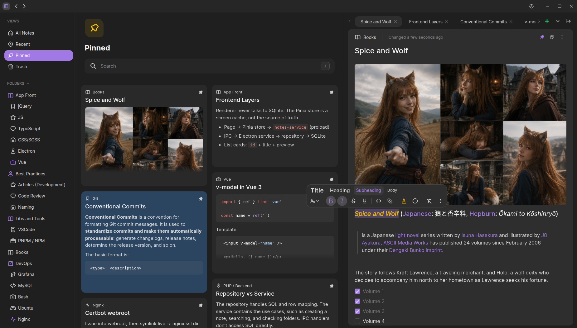 eNoteSpace notes overview
